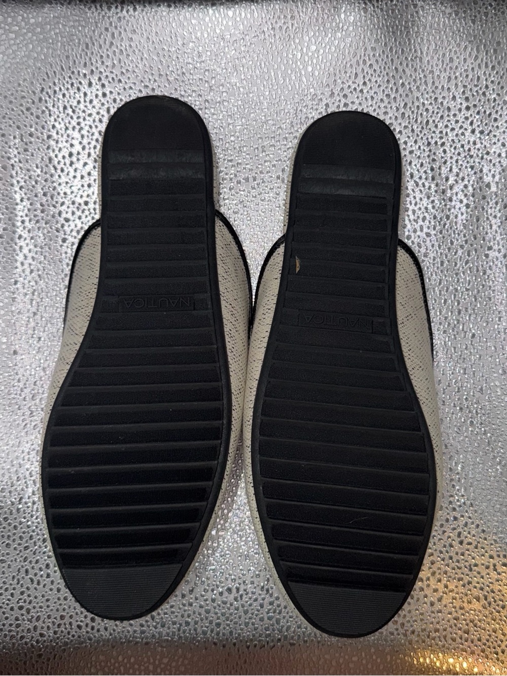 Nautica Cream Slip-On Mules with Black Trim and Bow Accent - Picture 3 of 6